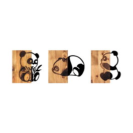 Wallity Pandas - 335 Escultura de pared en Negro y Nogal